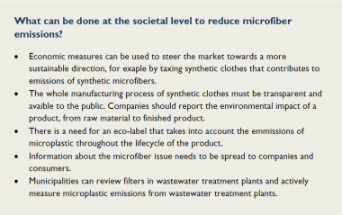 A list of things that can be done at a societal level to tackle microplastic pollution from textiles. Download our report to find out more.
