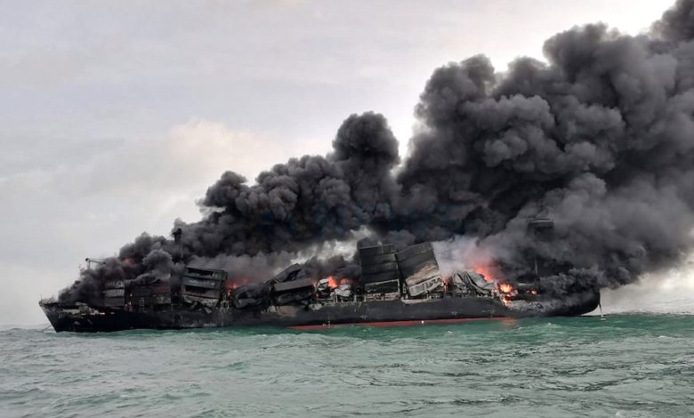 Marine pollution incident as container ship’s dangerous cargo catches fire